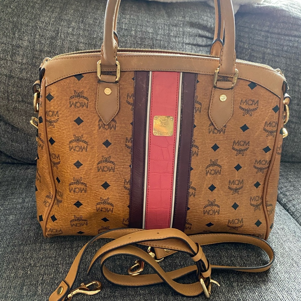 Authentic MCM Brown and Pink Handbag/crossbody Bag